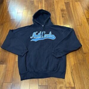 Vintage North Carolina Tar Heels Hoodie Sweatshirt Blue Unisex L